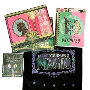 WICKED Movie 5-Piece Merch Set Bundle with Tote, Journals, Pins
